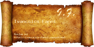 Ivancsics Fanni névjegykártya